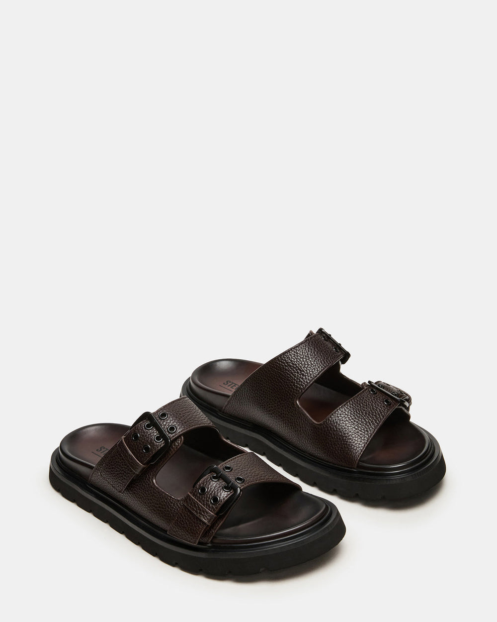 LUXOR Dark Brown Slide Footbed Men's Sandal | Steve Madden on Sale