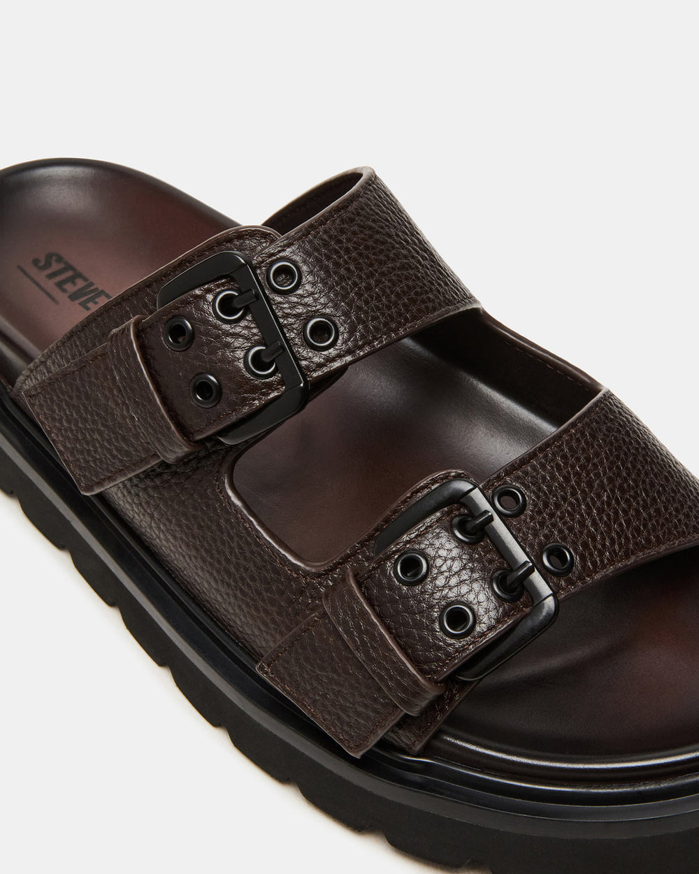 LUXOR Dark Brown Slide Footbed Men's Sandal | Steve Madden on Sale