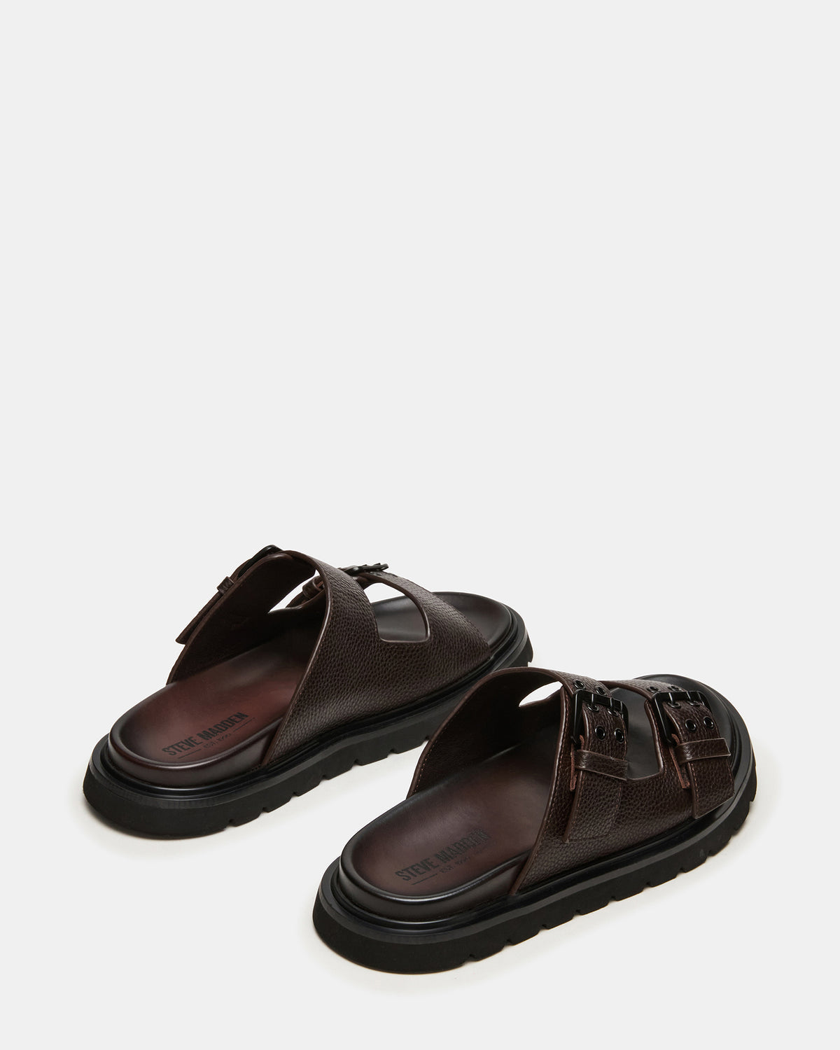 LUXOR Dark Brown Slide Footbed Men's Sandal | Steve Madden on Sale