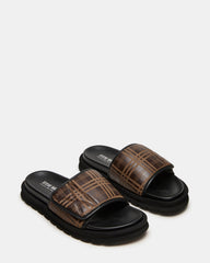 REESE Brown Slide Footbed Rounded-Toe Men's Sandal | Steve Madden near me