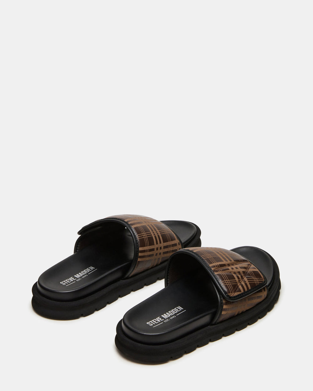 REESE Brown Slide Footbed Rounded-Toe Men's Sandal | Steve Madden near me