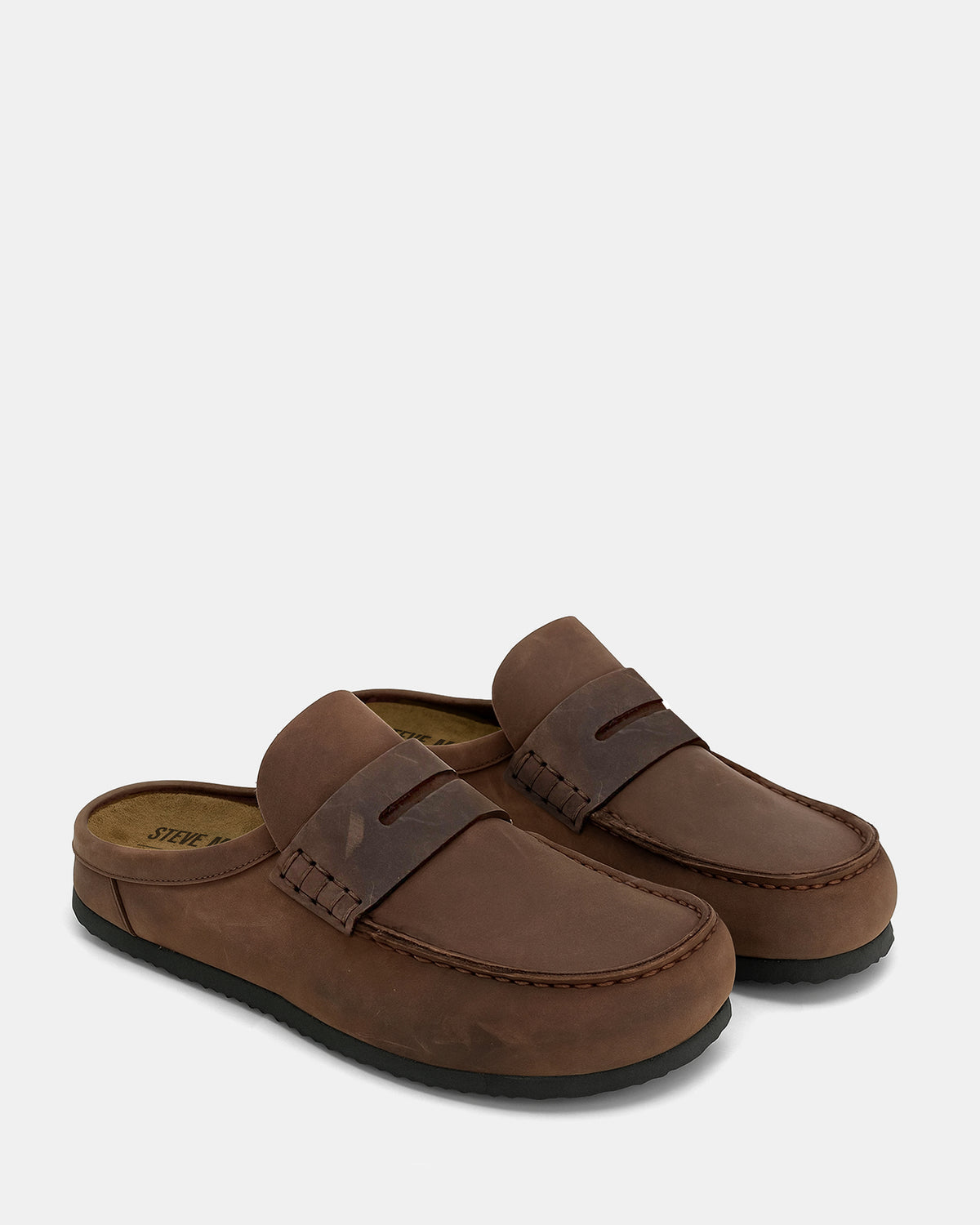 WYATT Brown Leather Slip-On Clog Men's Casual | Steve Madden outlet