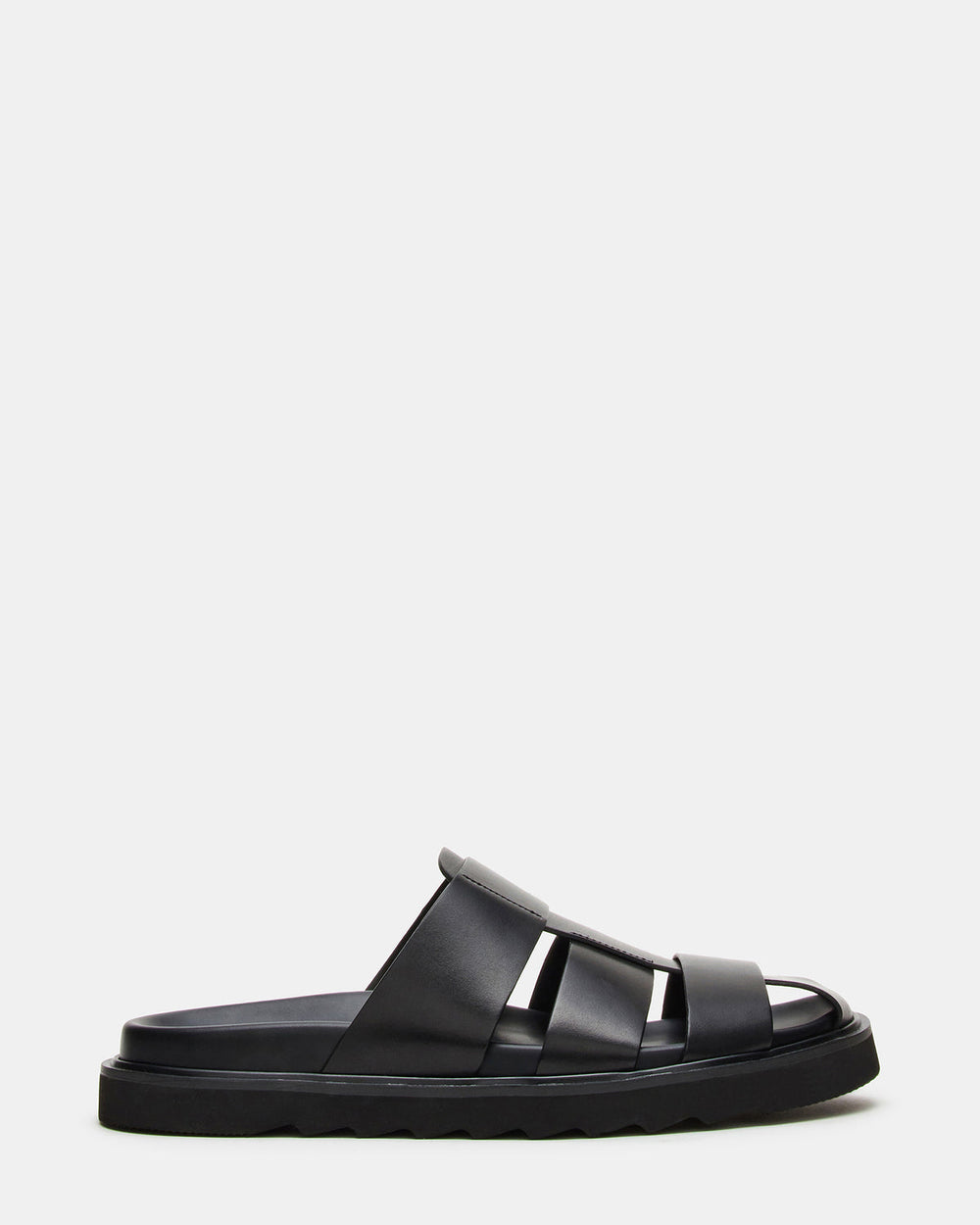 BLAZET Black Leather Footbed Fisherman Men's Sandal | Steve Madden online