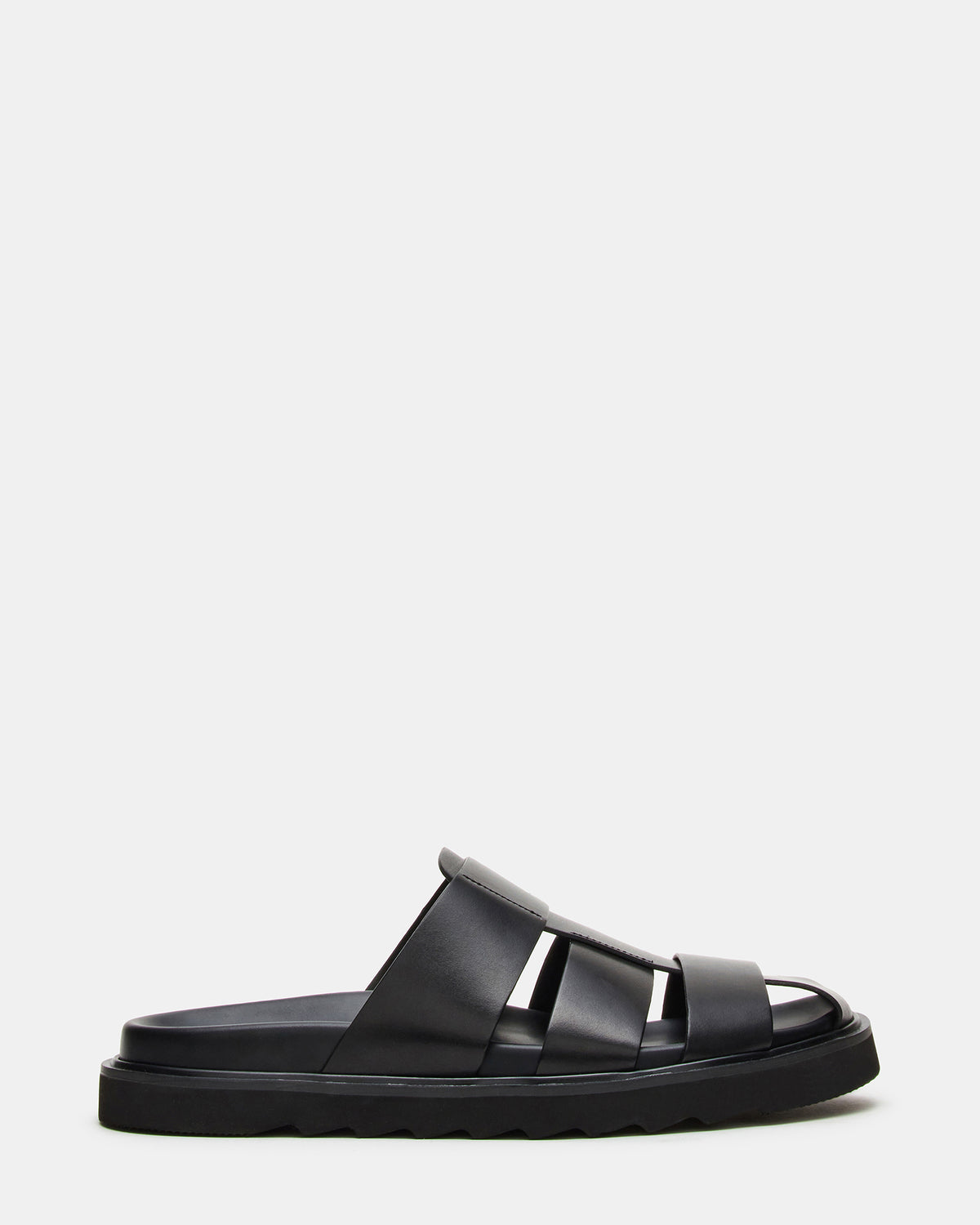 BLAZET Black Leather Footbed Fisherman Men's Sandal | Steve Madden online