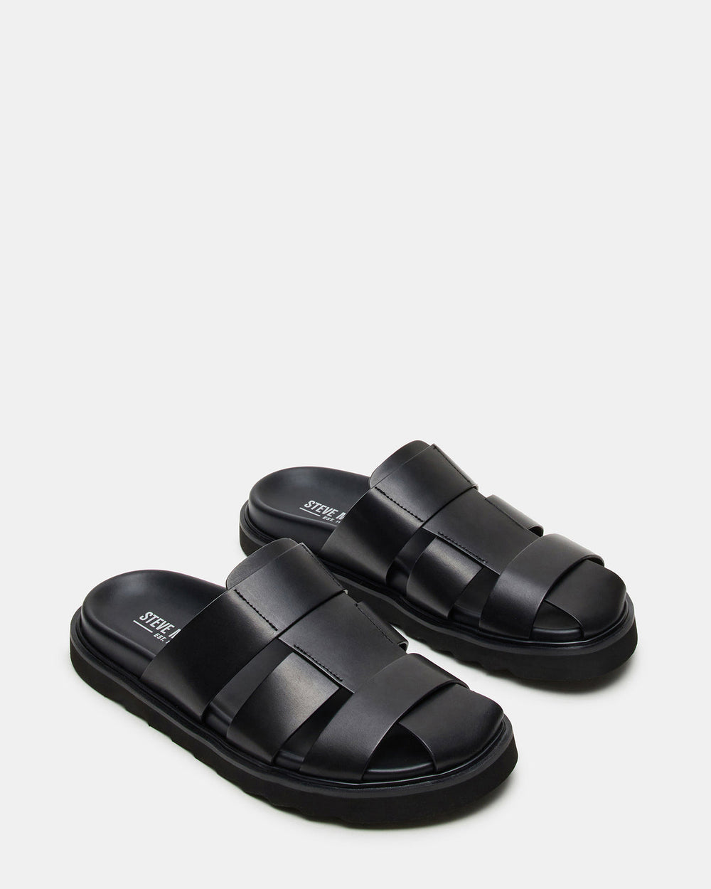 BLAZET Black Leather Footbed Fisherman Men's Sandal | Steve Madden online