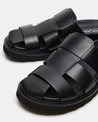 BLAZET Black Leather Footbed Fisherman Men's Sandal | Steve Madden online