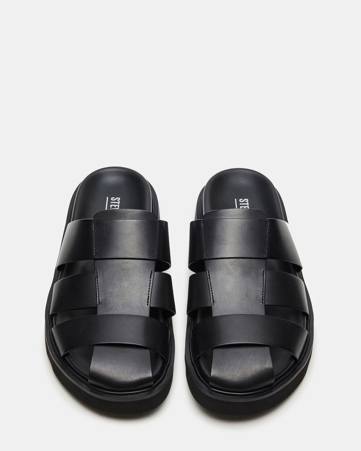 BLAZET Black Leather Footbed Fisherman Men's Sandal | Steve Madden online