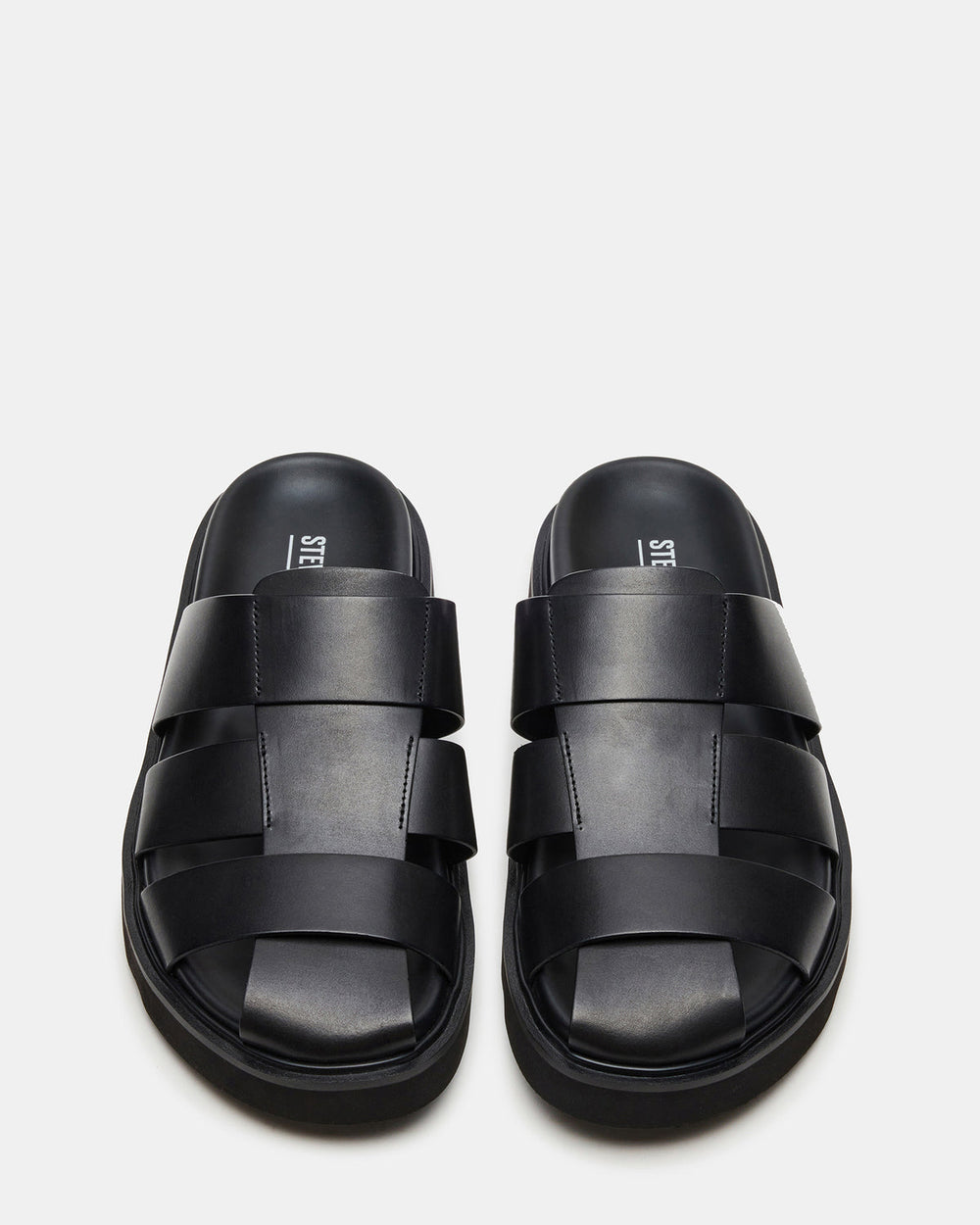 BLAZET Black Leather Footbed Fisherman Men's Sandal | Steve Madden online