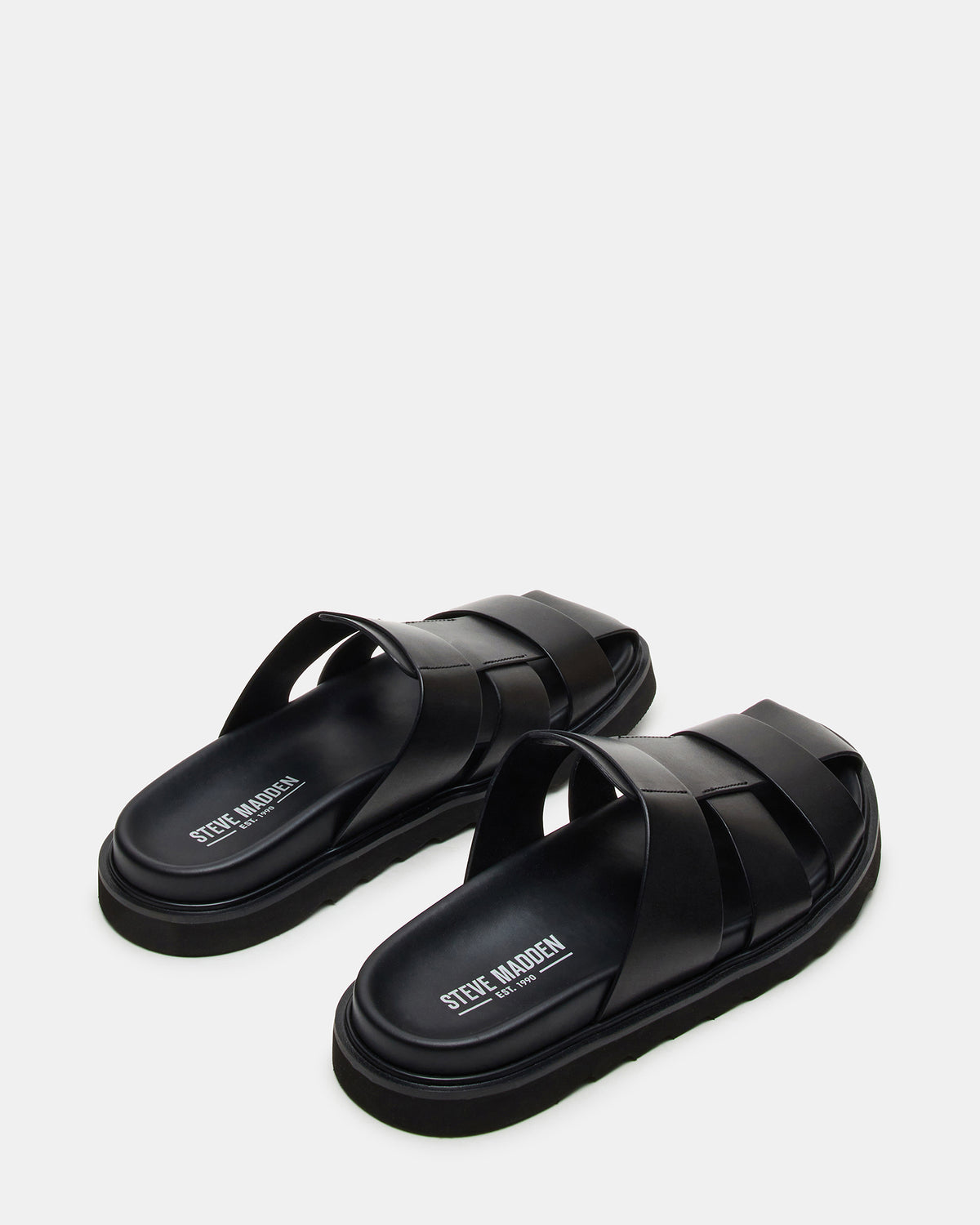 BLAZET Black Leather Footbed Fisherman Men's Sandal | Steve Madden online