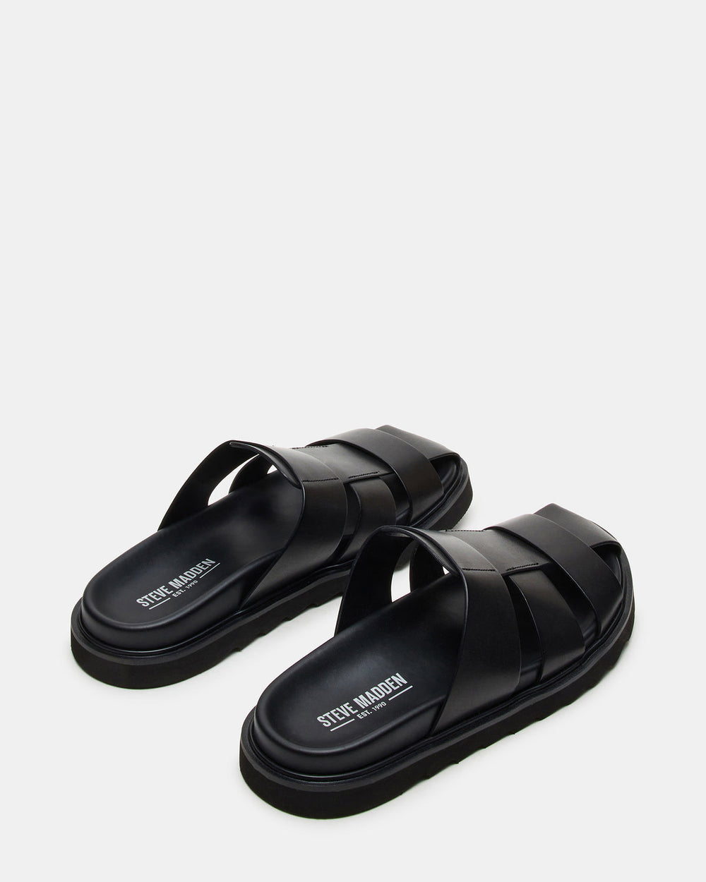 BLAZET Black Leather Footbed Fisherman Men's Sandal | Steve Madden online