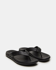 EMMETT Black Leather Men's Thong Sandal | Steve Madden US