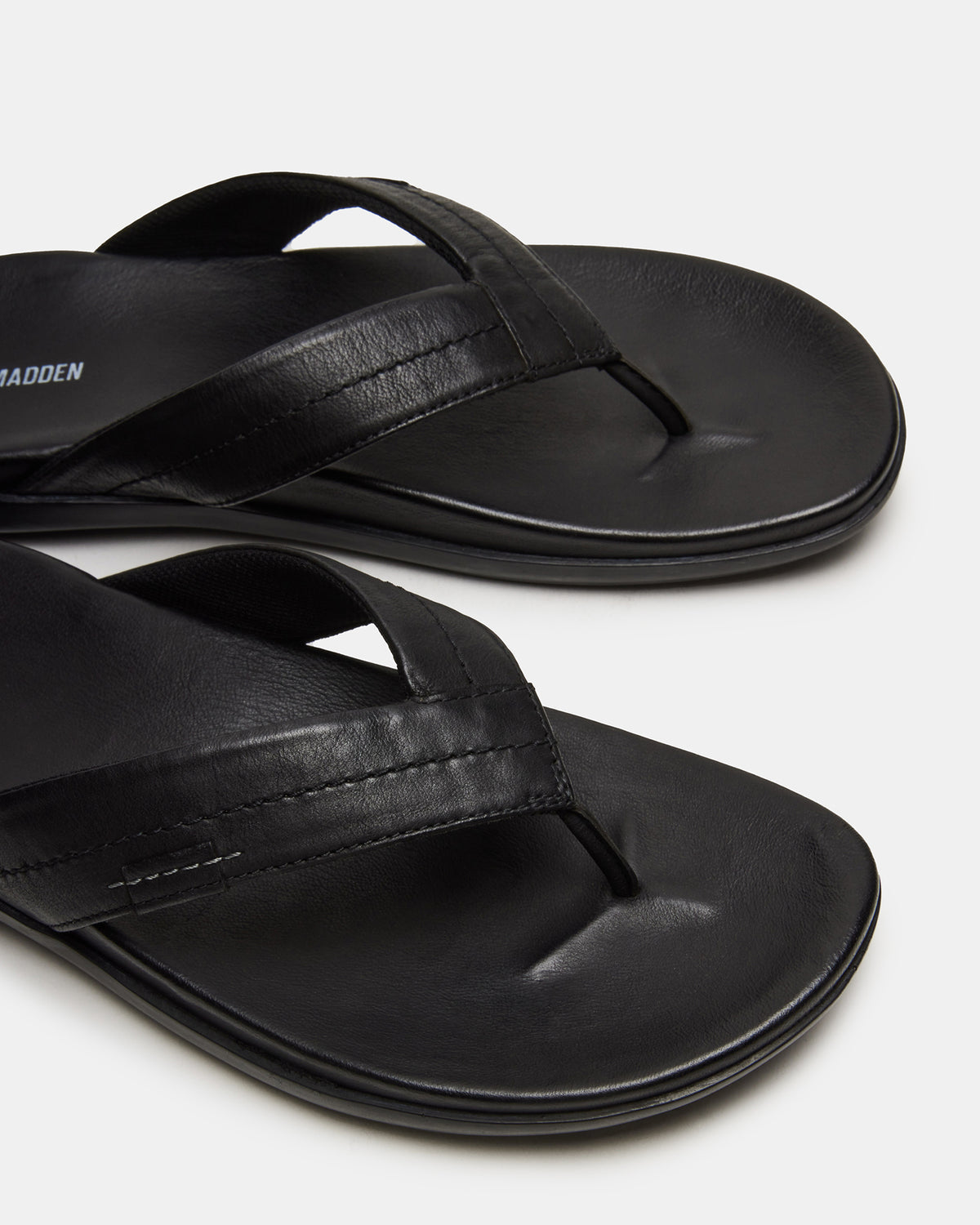 EMMETT Black Leather Men's Thong Sandal | Steve Madden US