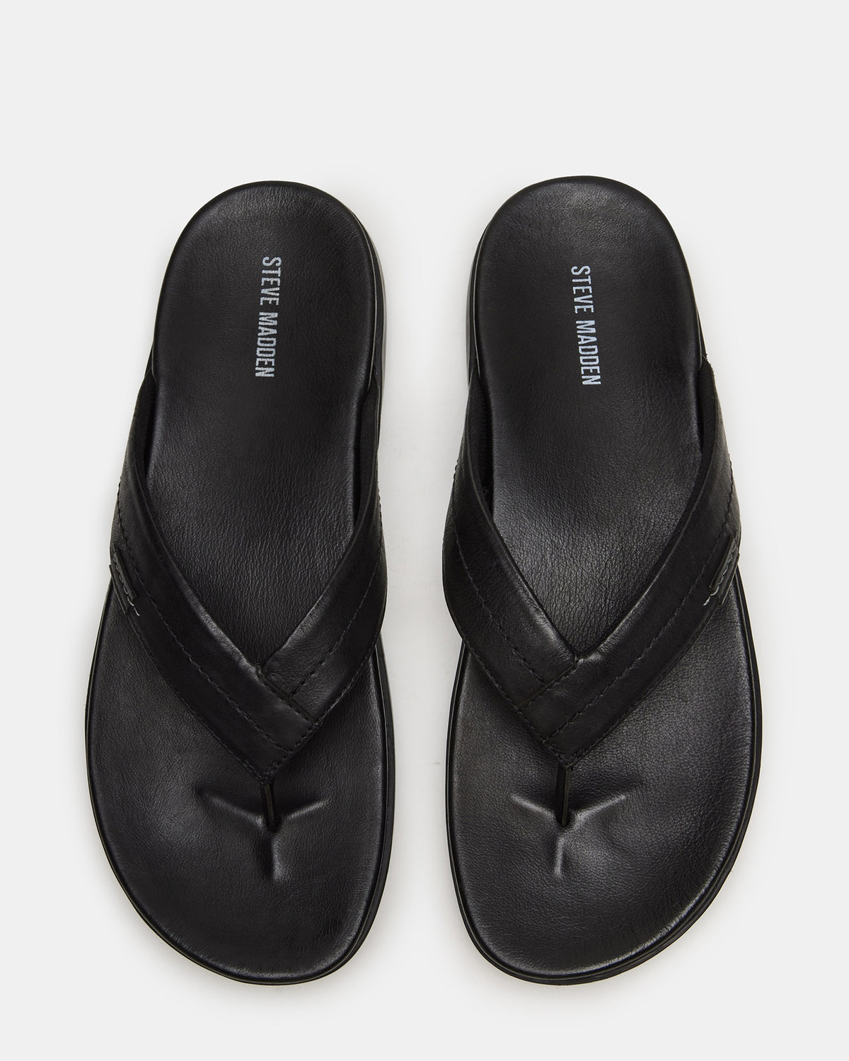 EMMETT Black Leather Men's Thong Sandal | Steve Madden US
