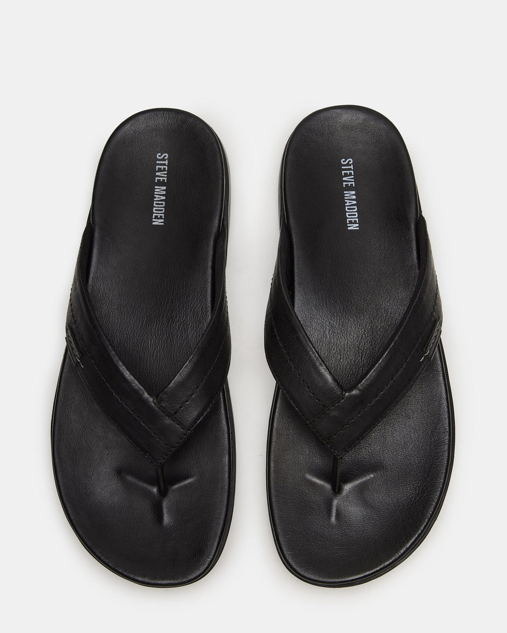 EMMETT Black Leather Men's Thong Sandal | Steve Madden US