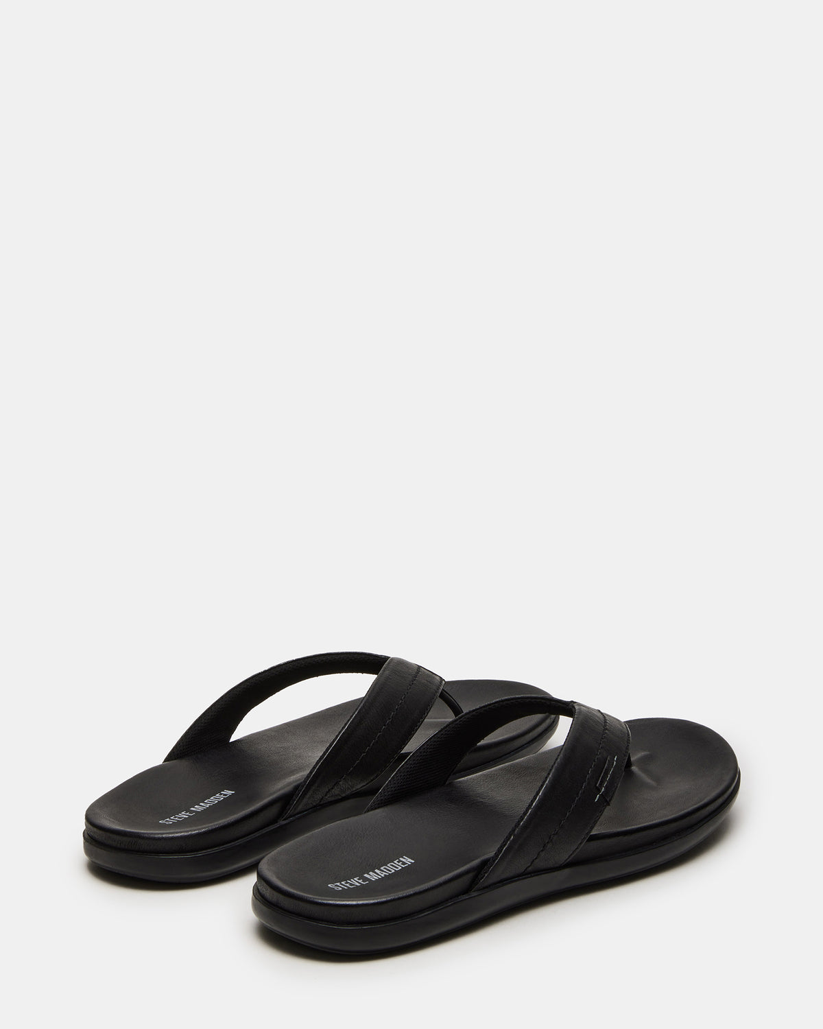 EMMETT Black Leather Men's Thong Sandal | Steve Madden US