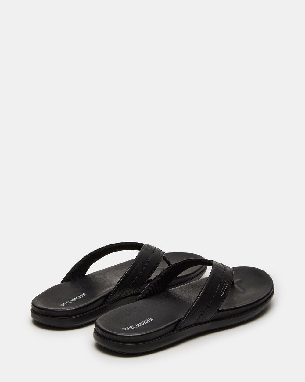 EMMETT Black Leather Men's Thong Sandal | Steve Madden US