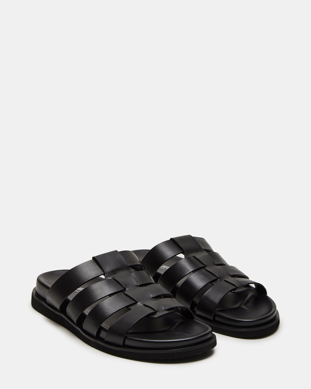 MARVYN Black Leather Men's Fisherman Slip-On Sandal | Steve Madden outlet