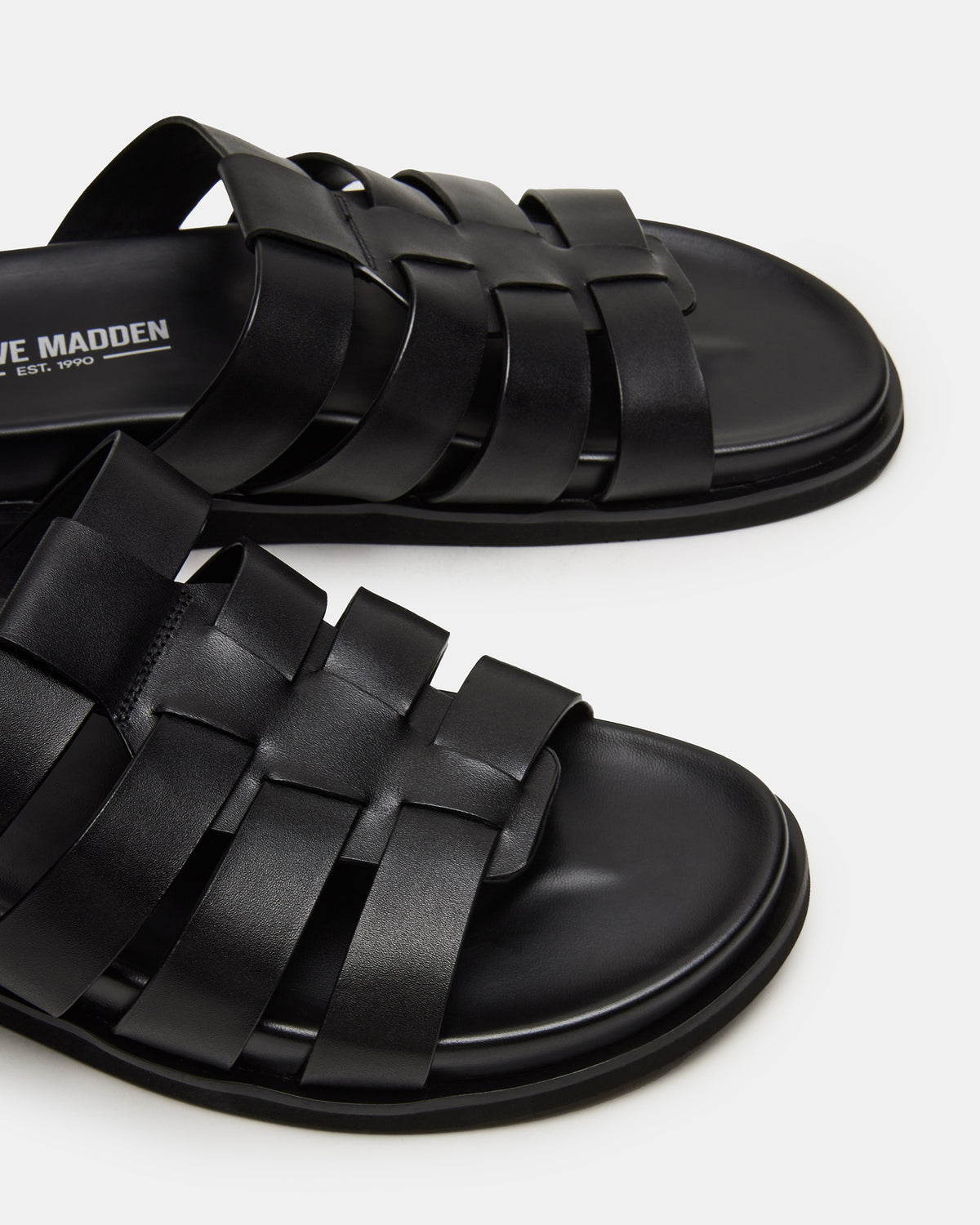 MARVYN Black Leather Men's Fisherman Slip-On Sandal | Steve Madden outlet