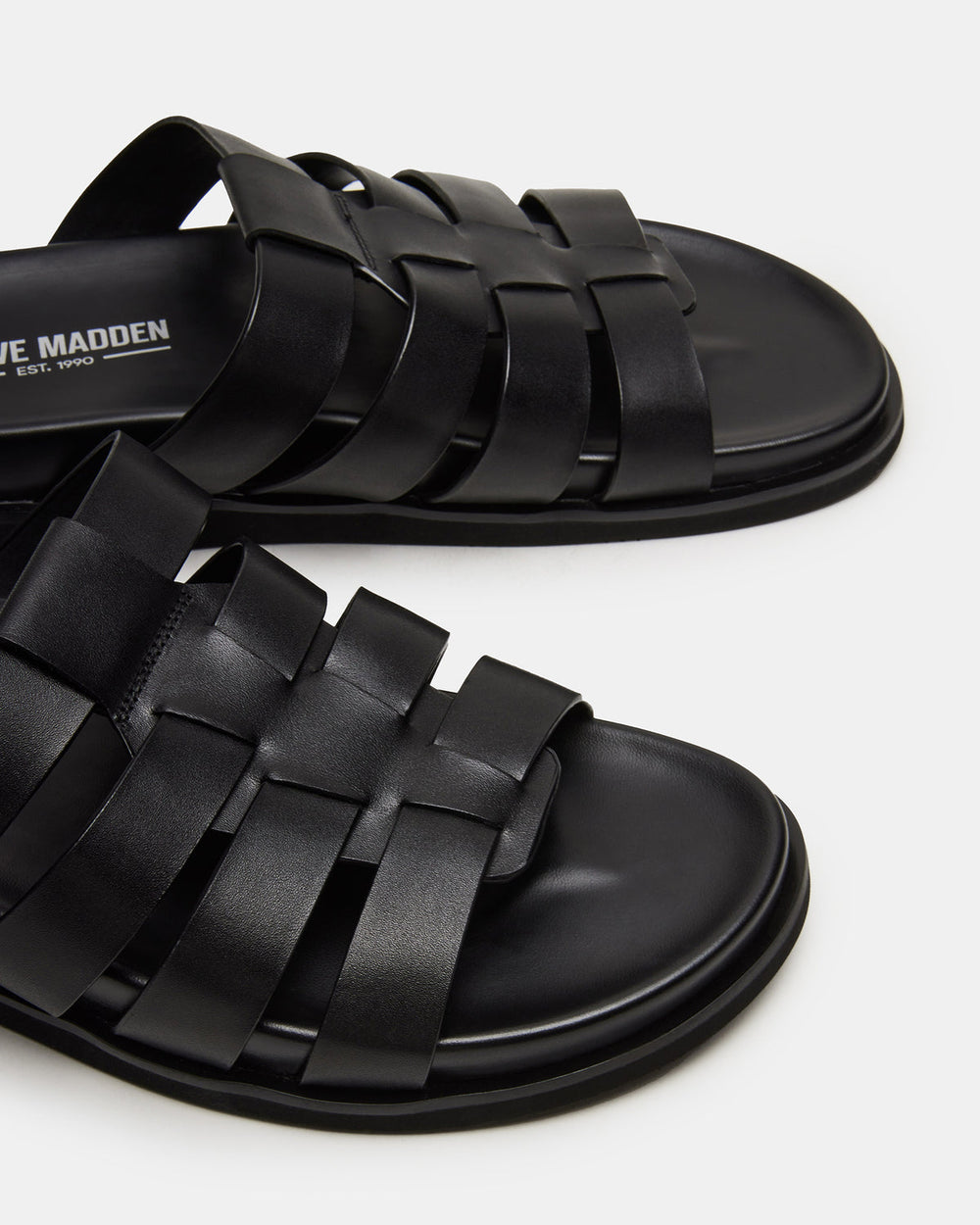 MARVYN Black Leather Men's Fisherman Slip-On Sandal | Steve Madden outlet