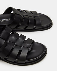 MARVYN Black Leather Men's Fisherman Slip-On Sandal | Steve Madden outlet