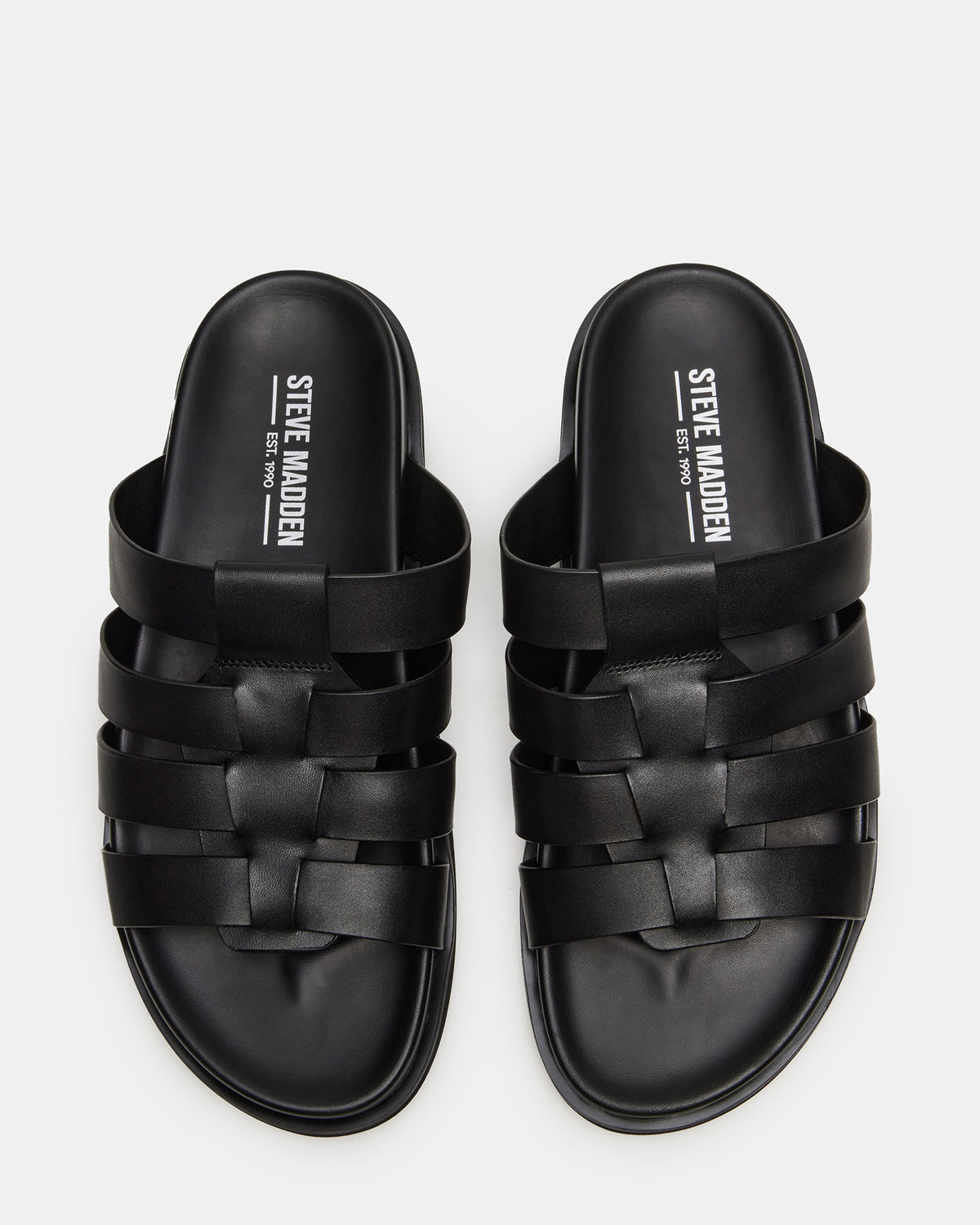 MARVYN Black Leather Men's Fisherman Slip-On Sandal | Steve Madden outlet