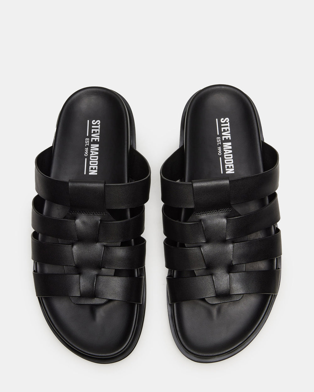 MARVYN Black Leather Men's Fisherman Slip-On Sandal | Steve Madden outlet