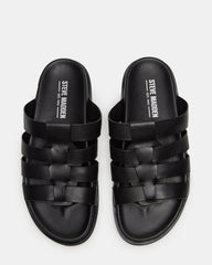 MARVYN Black Leather Men's Fisherman Slip-On Sandal | Steve Madden outlet