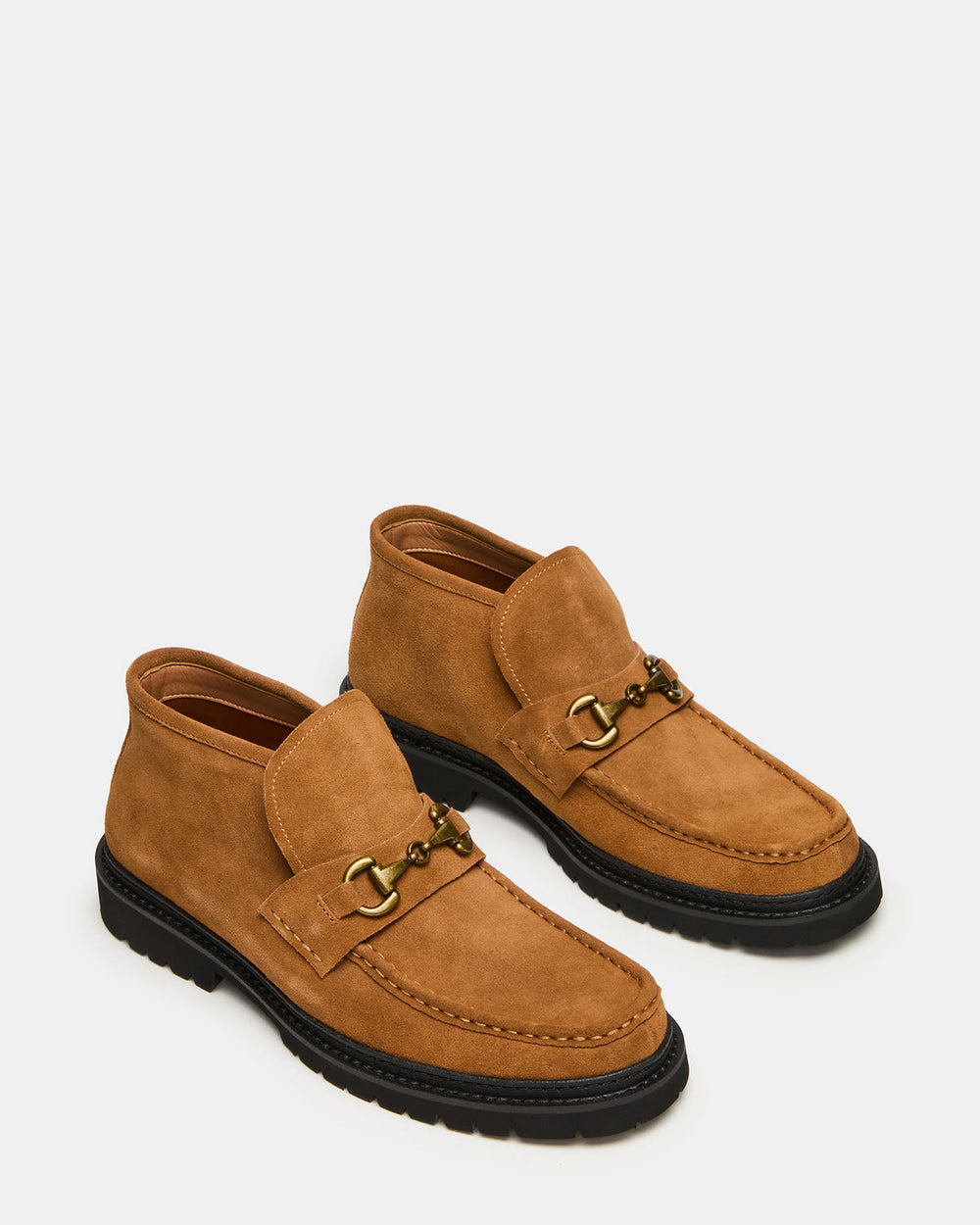 DEPUTY Chestnut Suede Horsebit Moc Toe Men's Casual Ankle Boot | Steve Madden US