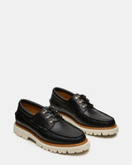 VICTOR Black Leather Slip-On Men's Casual Boat Shoe | Steve Madden on Sale