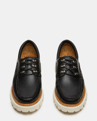 VICTOR Black Leather Slip-On Men's Casual Boat Shoe | Steve Madden on Sale