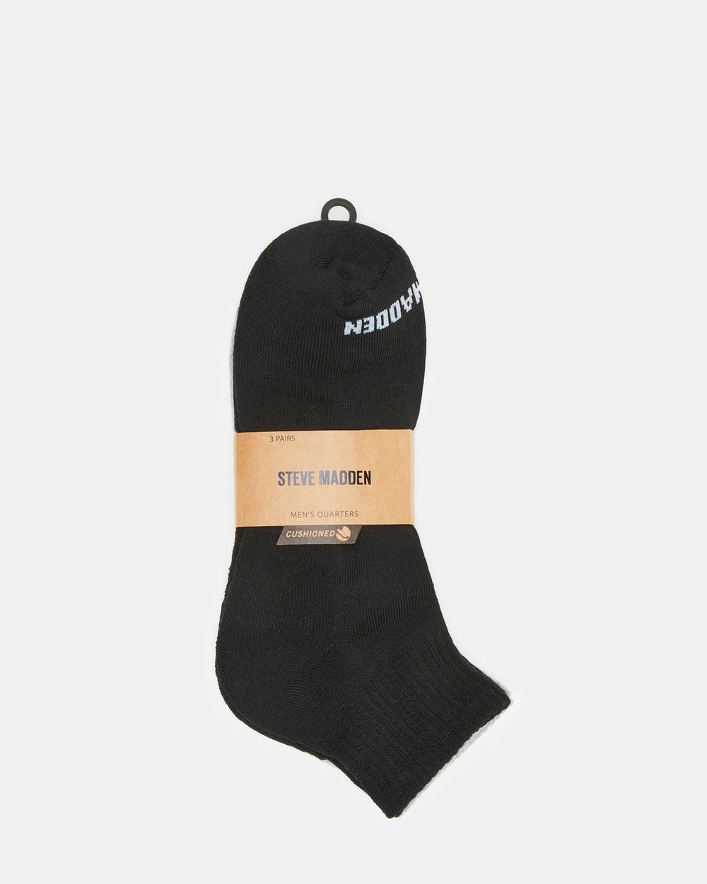 SPORT CUSHION QUARTER SOCKS BLACK/WHITE | Men's Sport Quarter Socks | Steve Madden US