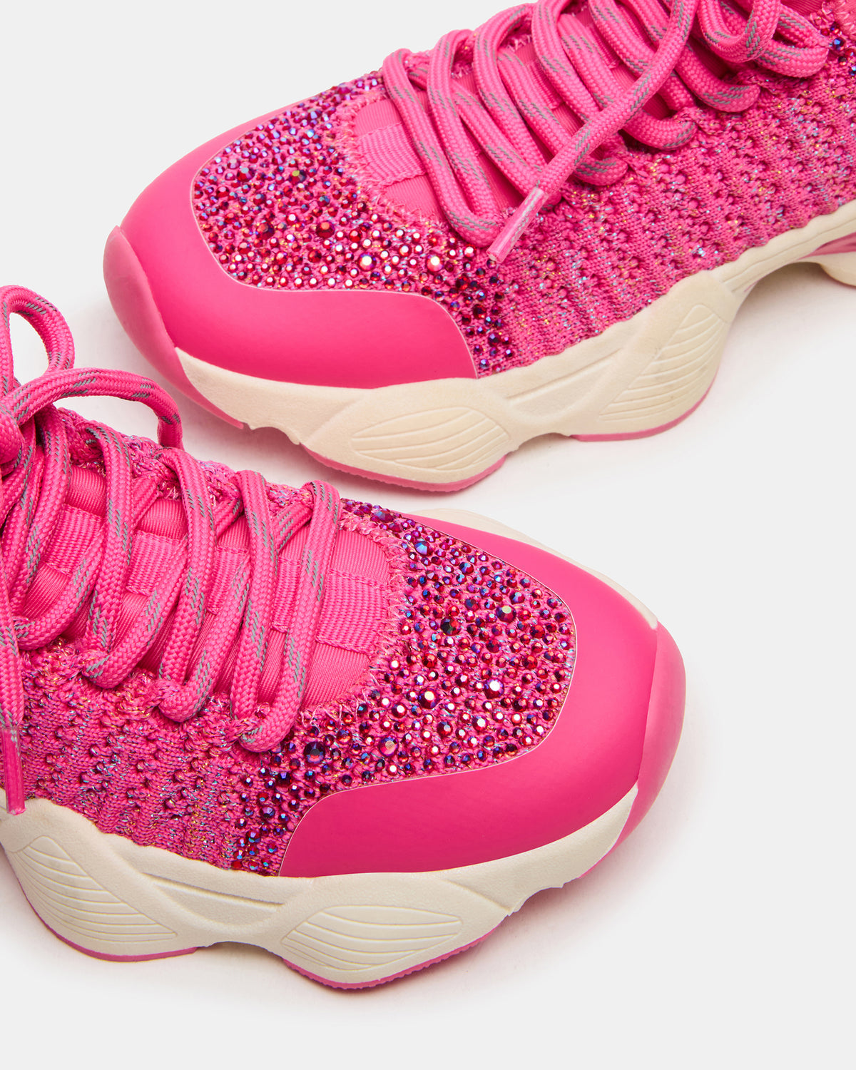 Kids' SOLACE Hot Pink Low-Top Lace-Up Knit Girls' Sneakers | Steve Madden US