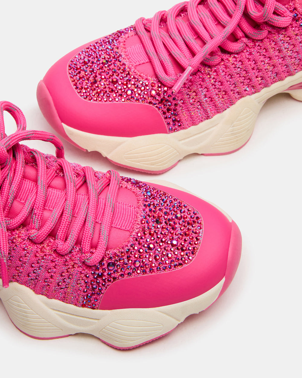 Kids' SOLACE Hot Pink Low-Top Lace-Up Knit Girls' Sneakers | Steve Madden US