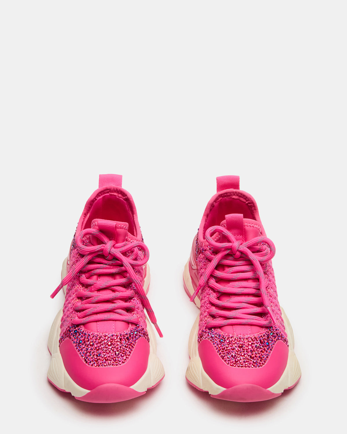 Kids' SOLACE Hot Pink Low-Top Lace-Up Knit Girls' Sneakers | Steve Madden US