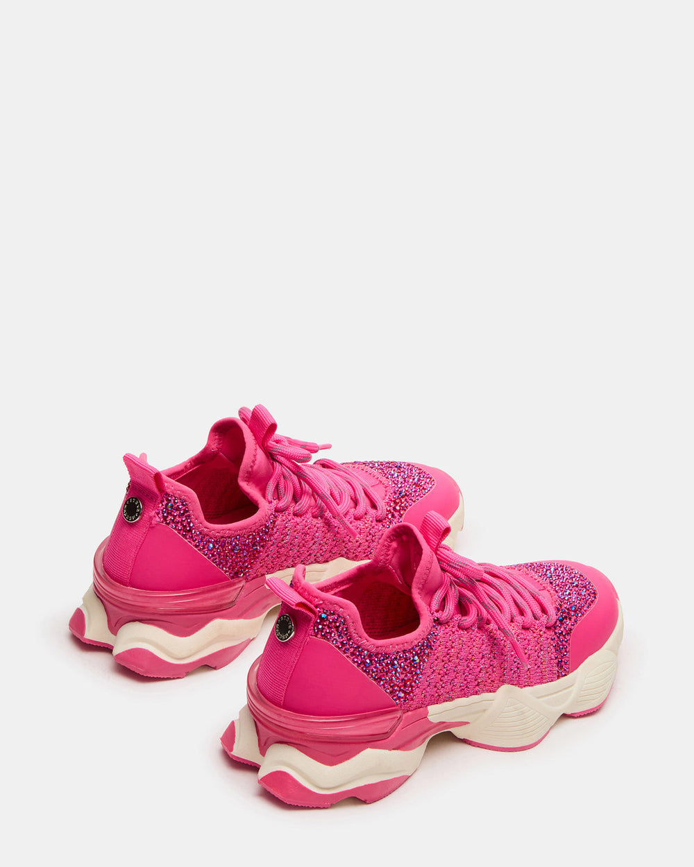 Kids' SOLACE Hot Pink Low-Top Lace-Up Knit Girls' Sneakers | Steve Madden US