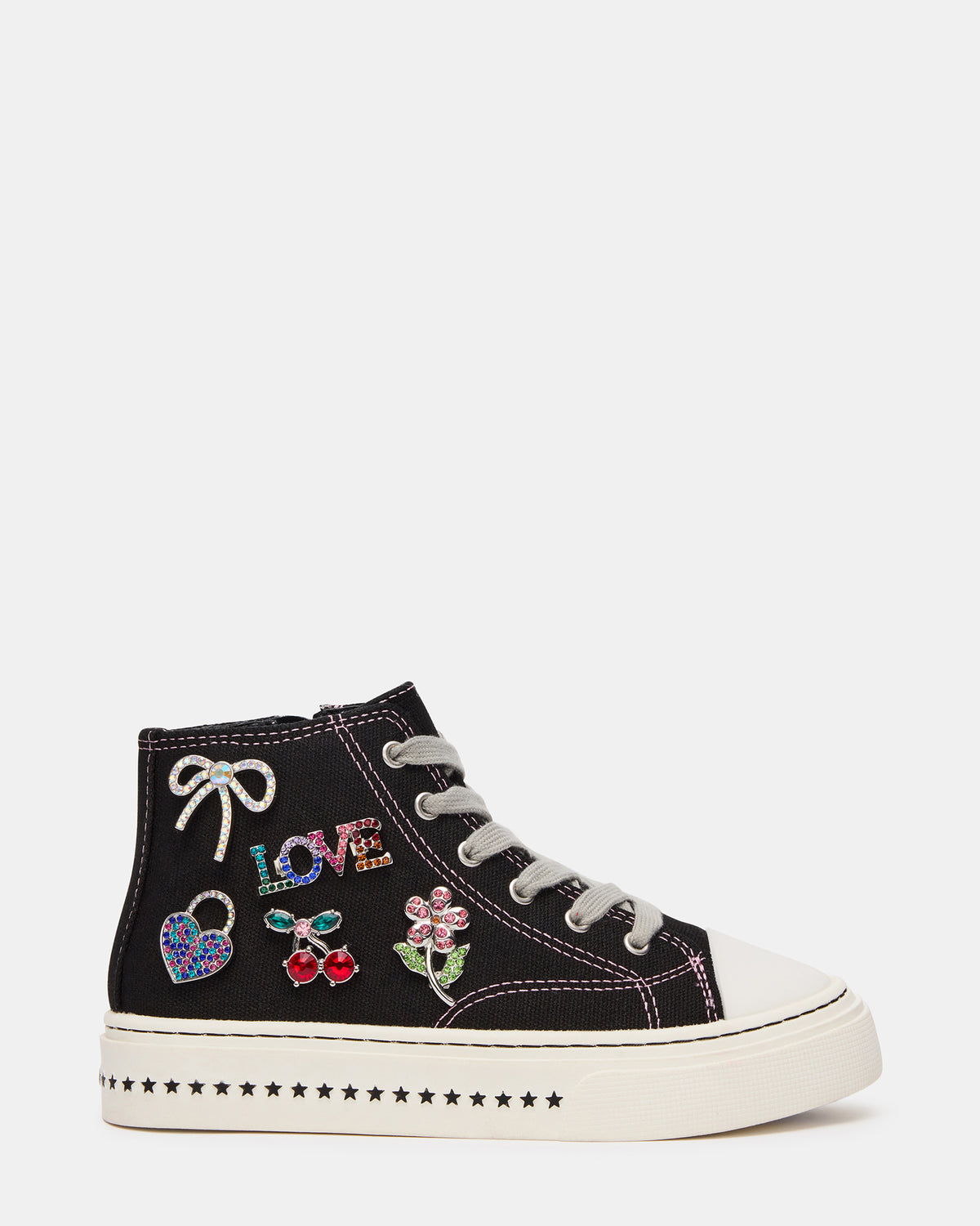 Kids' JOYCEE Black High-Top Lace-Up Girls' Sneaker | Steve Madden Sale