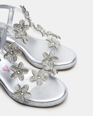 Kids' SAVVY Silver Girls' Strappy Rhinestone Block Heel | Steve Madden on Sale