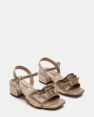 Kids' PRESS Gold Girls' Square-Toe Ruffle Block Heel | Steve Madden US