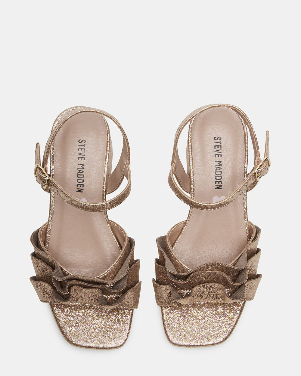 Kids' PRESS Gold Girls' Square-Toe Ruffle Block Heel | Steve Madden US