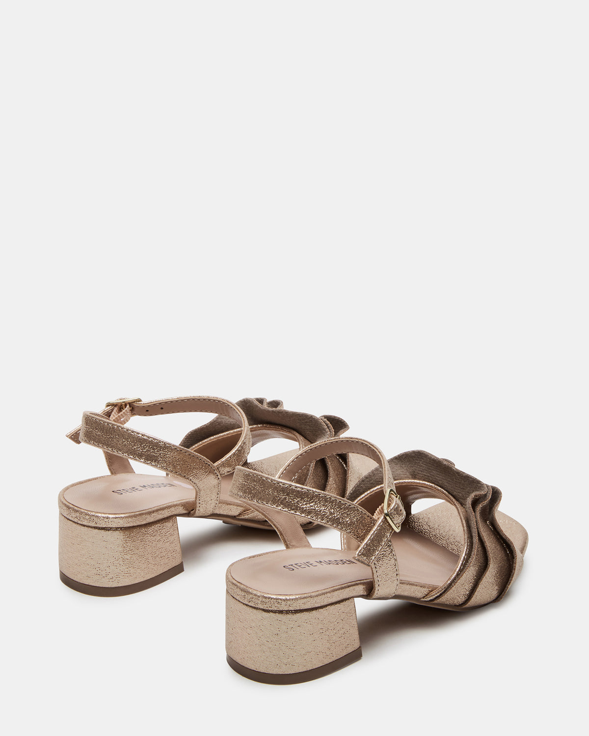 Kids' PRESS Gold Girls' Square-Toe Ruffle Block Heel | Steve Madden US