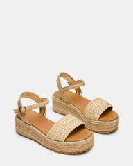 Kids' KIKO Natural Platform Raffia Wedge Girls' Sandal | Steve Madden Sale