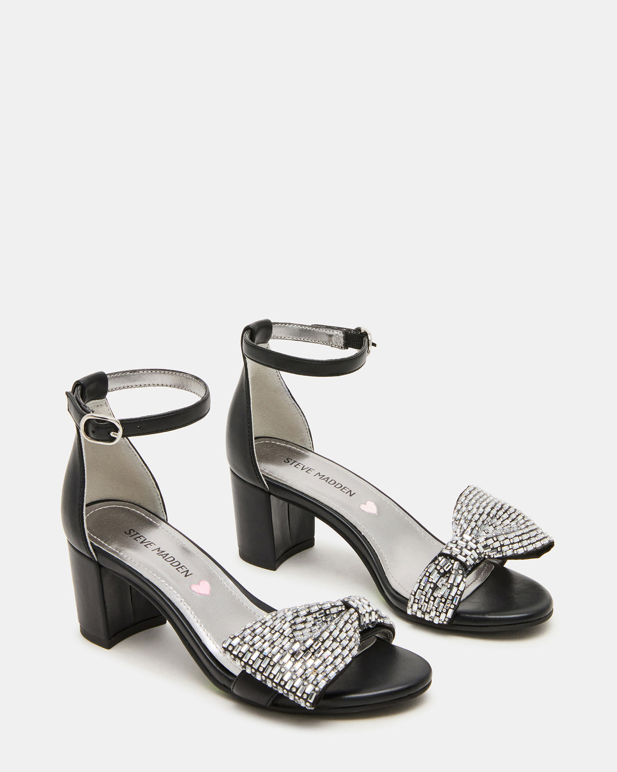 Kids' ABIGAL Black Rhinestone Embellised Block Heel Girls' Heel | Steve Madden on Sale