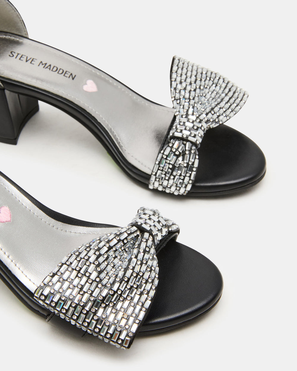 Kids' ABIGAL Black Rhinestone Embellised Block Heel Girls' Heel | Steve Madden on Sale