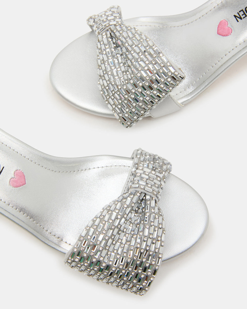 Kids' ABIGAL Silver Rhinestone Embellised Block Heel Girls' Heel | Steve Madden near me