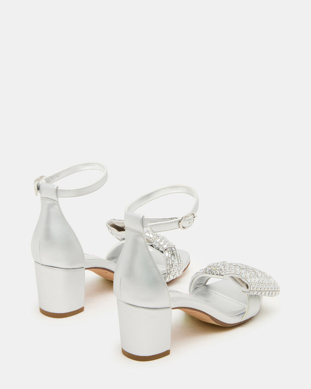 Kids' ABIGAL Silver Rhinestone Embellised Block Heel Girls' Heel | Steve Madden near me