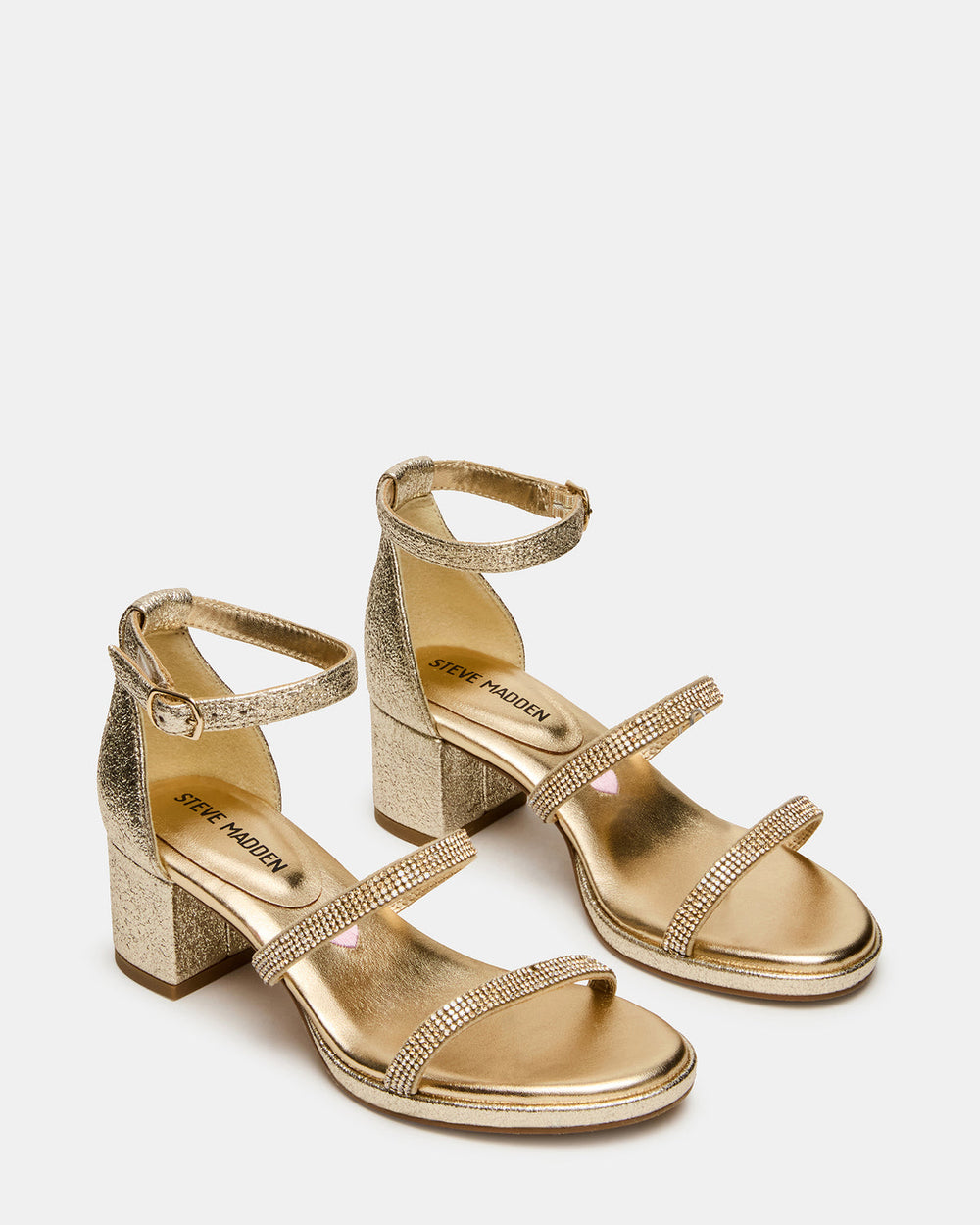Kids' SIZZLE Gold Girls' Strappy Block Heel | Steve Madden discount