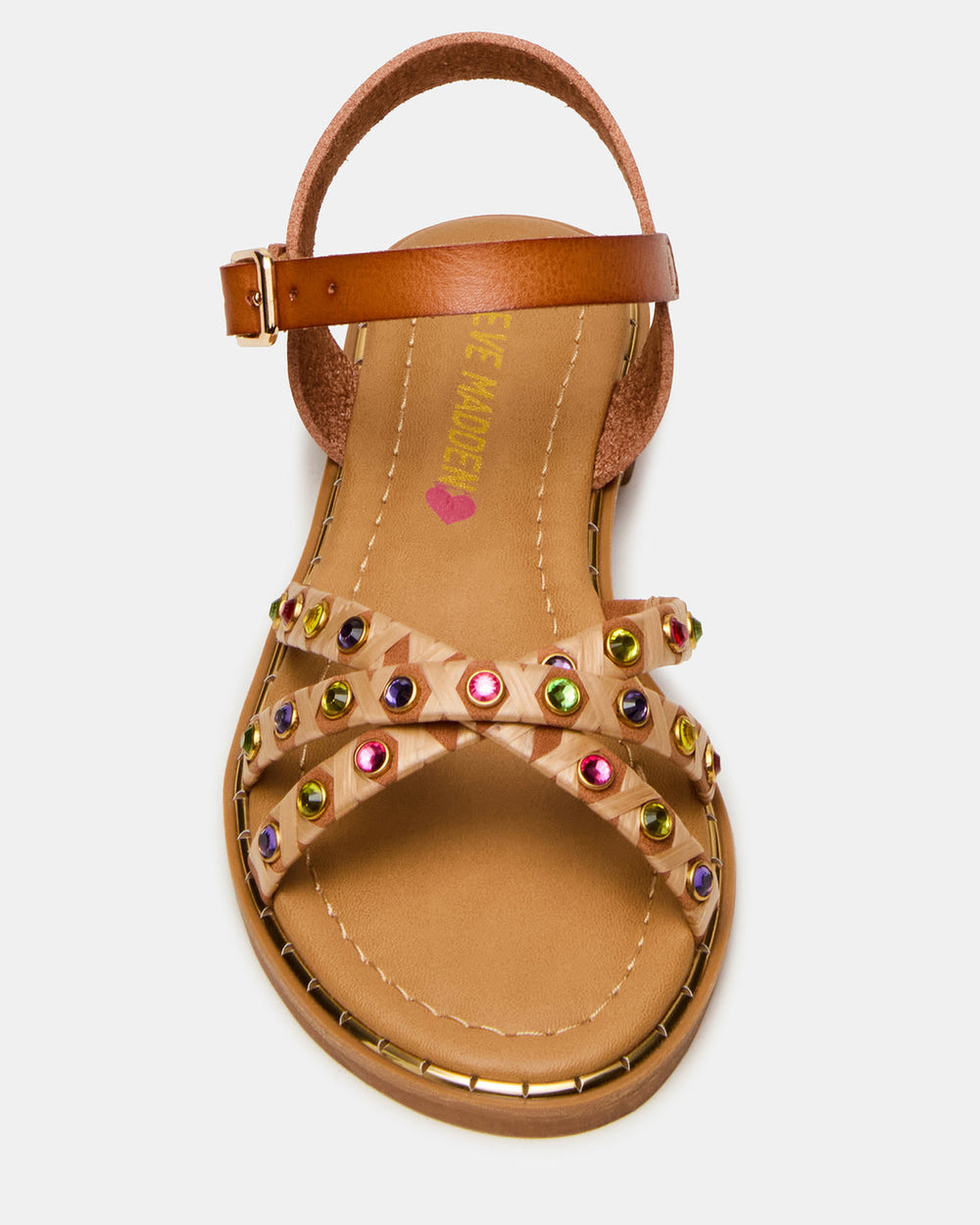 Kids' GILLIAN Cognac Multi Strappy Rhinestone Embellished Girls' Sandal | Steve Madden Sale