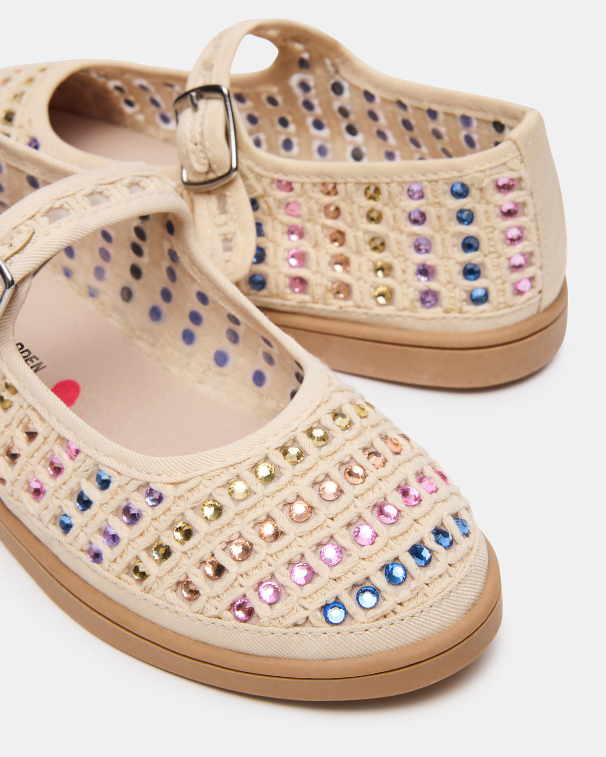 Kids' ROREE Natural Rhinestones Girls' Mary Jane Flats | Steve Madden for Sale