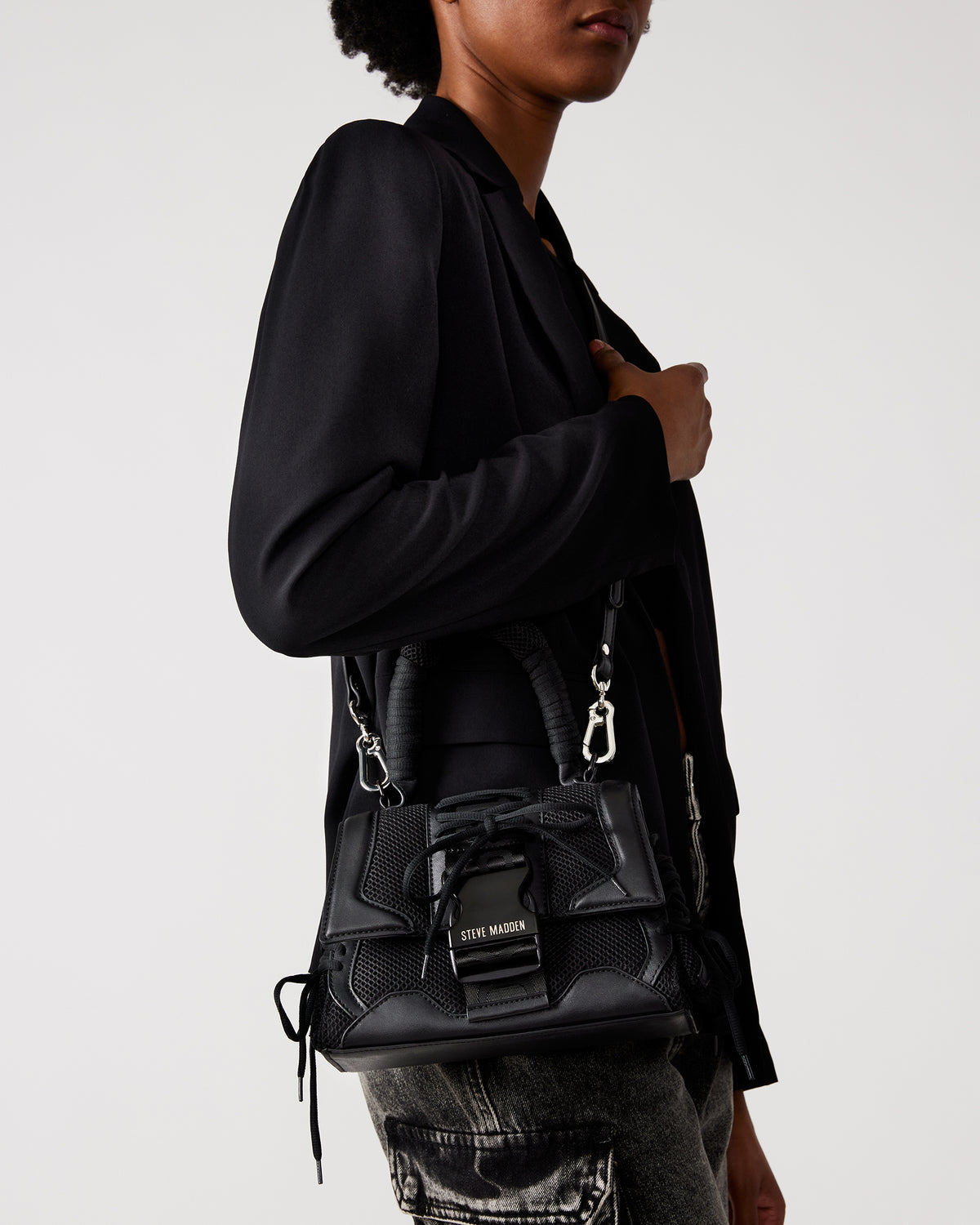 DIEGO Black Women's Handbag with Crossbody Strap | Steve Madden US