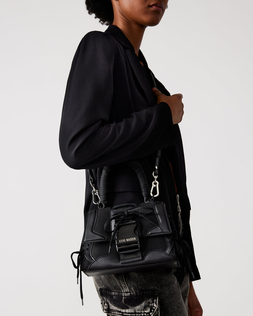 DIEGO Black Women's Handbag with Crossbody Strap | Steve Madden US